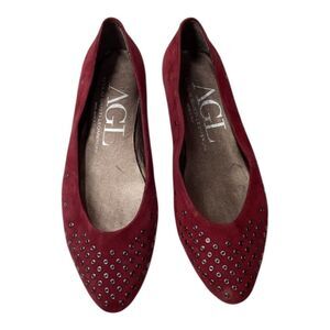 AGL Red‎ Perforated Suede Flats